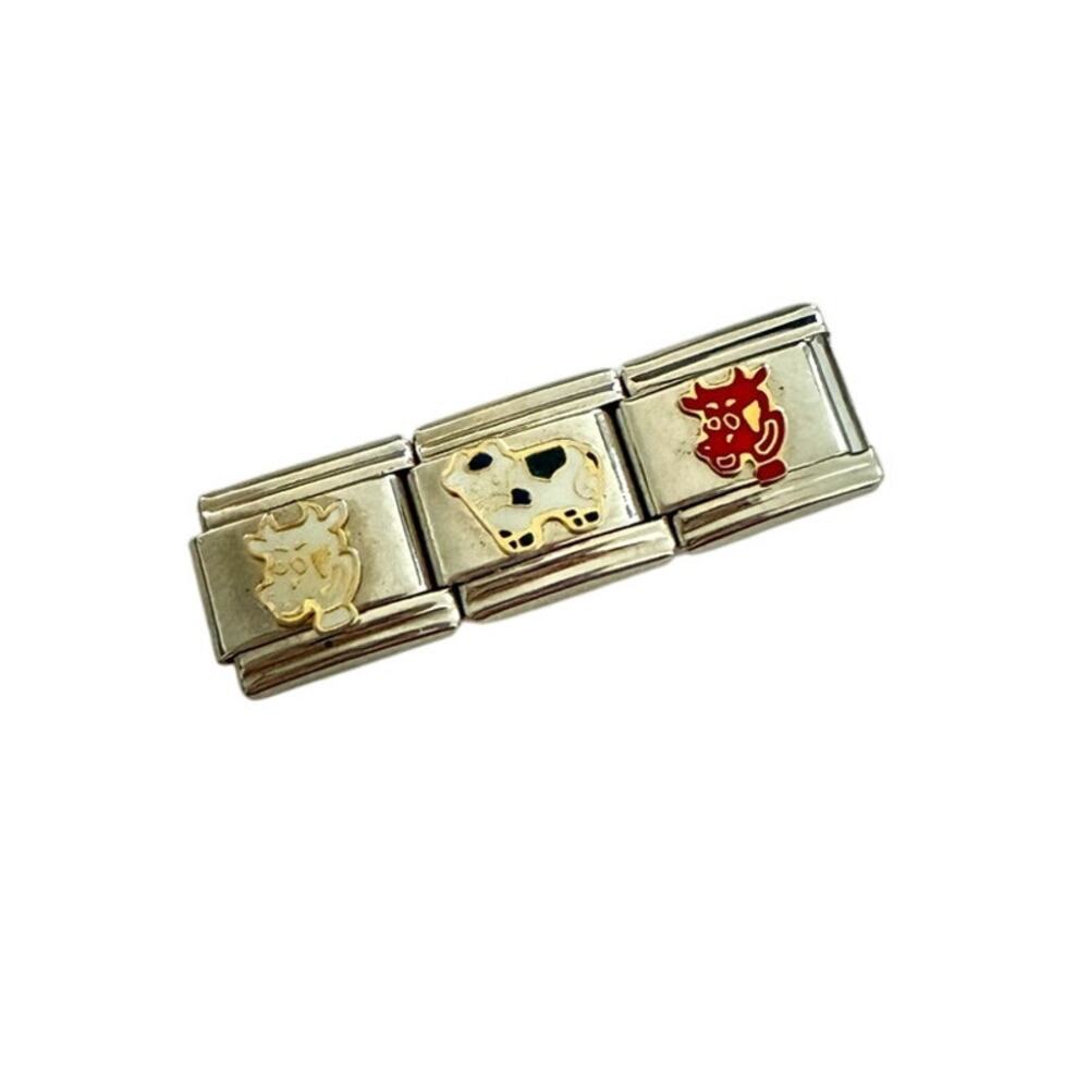 NWT Y2K Vintage 3 x 9mm Assortment of Cows Silver Stainless Steel Italian Charms